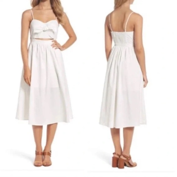Bardot Revolve Ibiza Cutout Midi Dress In White Solid - Size US 4 - Picture 2 of 13